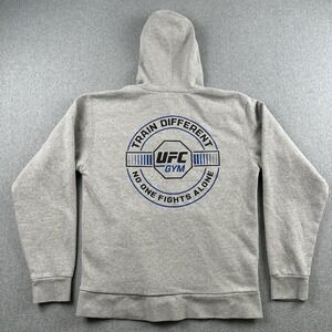UFC Gym Hoodie Mens Medium Gray Train Different Pullover Graphic Sweatshirt MMA
